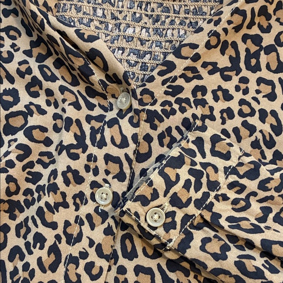 beachlunchlounge Leopard Print Button-Down Shirt - Tan & Black - Picture 9 of 9